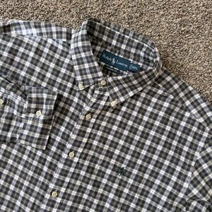 Ralph Lauren Blake Button-Down Oxford Shirt Blue White Green Plaid